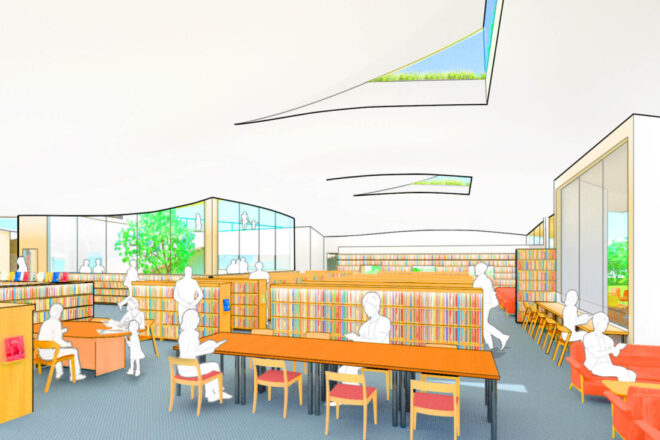 K市図書館児童館複合施設計画案